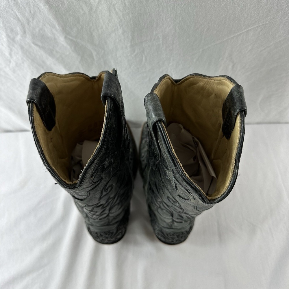 Corral Hancrafted Black Textured Inlay Cowboy Western Women's Boots Size 7 M - Picture 5 of 12
